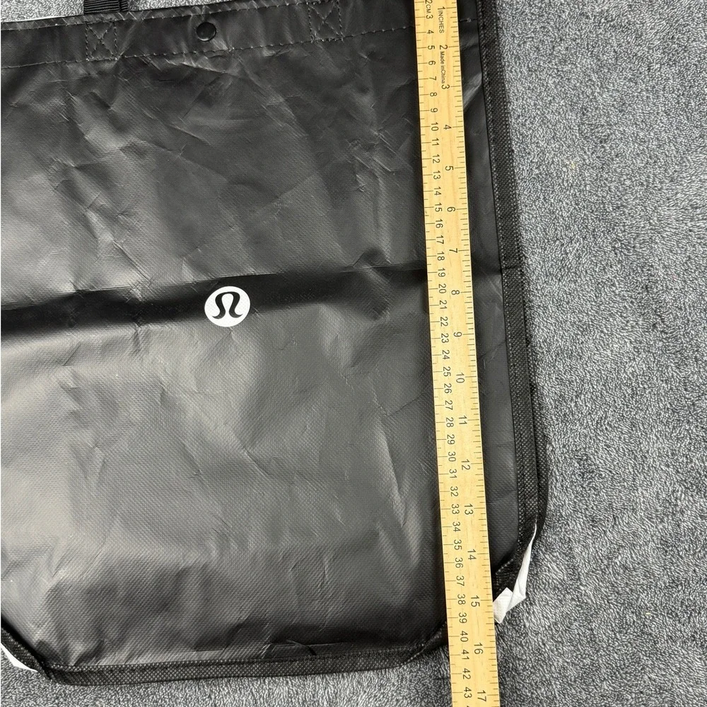Lululemon Reusable Tote Bag Black White Logo‎ Large Shopping Gym Shopper Snap